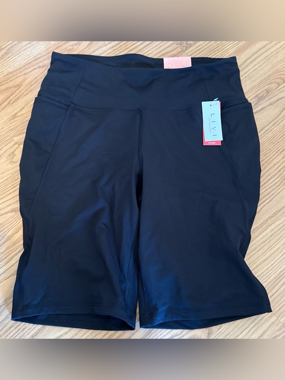 NWT LIVI Active by Lane Bryant Women's Black High-Waist Bike Shorts